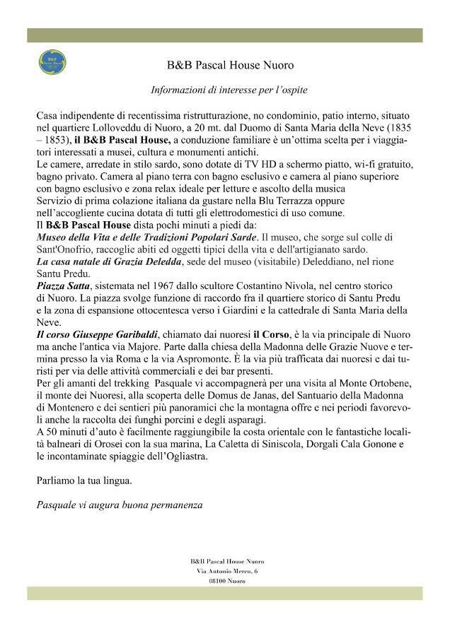 B&B Pascal House Nuoro_Iun E5016 Нуоро Екстериор снимка